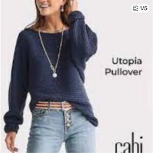 CAbi #6232 Dark Blue Ribbed Pullover Sweater